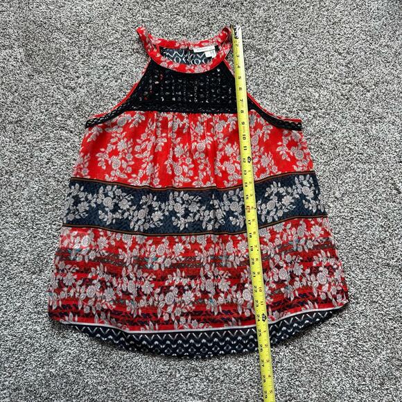 Meadow Rue Anthropologie black, orange and cream floral sleeveless top size S - Picture 10 of 12